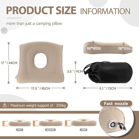 Multifunctional Seat Cushion,Inflatable Head Pillow,Adjustable Donut Pillow,Portable Backrest Cushion:Pressure Relief for Hemorrhoid, Tailbone Pain,Bed Sore,17.5"x17"x3.1"(Blue) in Saudi Arabia