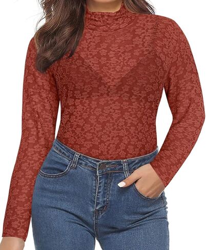 RITERA Plus Size Tops for Women Long Sleeve V/Mock Neck Shirts Casual Tunics Blouses Fall Winter XL-5XL in Kuwait