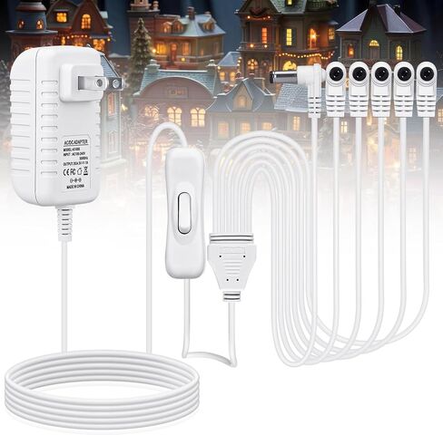 4 Output Heads White Power Adapter with Switch AC/DC 4.5V Adapter Compatible with Lemax Lighted Accessory 94566 94563 94564 94565 74227 74706 Christmas Micro Lighting Building Decoration in Saudi Arabia