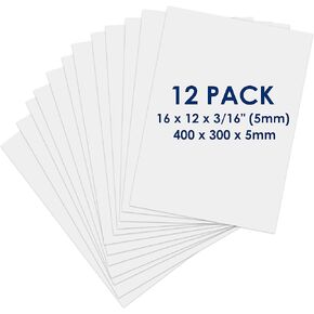 Foam Board 24 x 36 x 3/16" (5mm) - 12 Pack - White Poster Board, Acid Free, Double Sided, Rigid, Sign Board Foamboard for Mounting, Crafts, Paintings Prints, Art, Display, Presentation and Projects