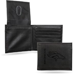 Rico Industries NFL Denver Broncos Laser Engraved Black Tri-Fold Wallet - Men's Accessory