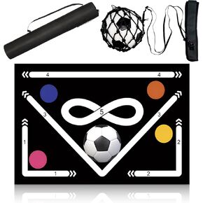 Football Footstep Training Mat, Soccer Training Mat 35 * 24IN, Soccer Skills Training Equipment with Storage Bag and Soccer Return Trainer Net (Green)