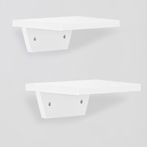 PHOENANCEE Small Shelf for Wall,Trapezoidal Floating Shelves Set of 2,Mini Wood Ledges Display Storage Decor Chic for Living Room,Bedroom,Kitchen,Office Decoration(White)