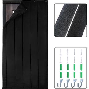 TroyStudio Thick Door Soundproofing Blanket, 37.5 x 86.6 x 0.8 inches Heavy Window Sound Barrier Sheet, Home Acoustic Dampening Curtain Divider, Wall Noise Blocker for Bedroom Music Recording Studio