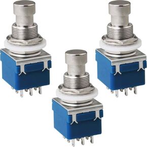 3PCS Guitar 3PDT Effects Footswitch Blue 9 Pin Pedal Metal Switch For Guitar Effects Pedal Amplifier Electronic Harmonica Music Equipment