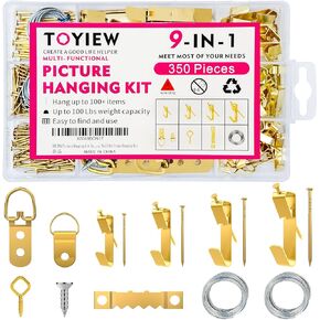 TOYIEW 1002pcs Hardware Nails Assortment Kit, Nails for Hanging Pictures, Small Wall Nails for Hanging, Finishing Nails, Common Wood Nails, Mini 8oz Claw Hammer and Nails Set with Magnetic Wristband