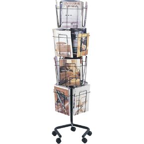 Safco Products 4128CH 32 Pockets Wire Brochure Display Rack, Charcoal, Rotating for Increased Visibility, Office and Classroom Organization