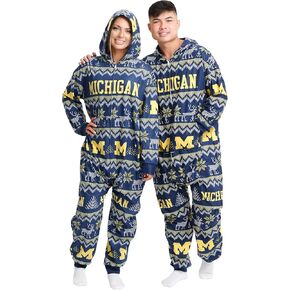 FOCO Unisex-Adult NCAA College Team Ugly Pattern Matching Holiday Pajamas One Piece Onsie