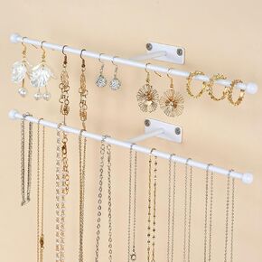 Wall Hanging Jewelry Organizer: 13.7'' Necklace Holder for Earring, Bracelet, Rings, Hairband, Glasses, Gold 1-Pack, Screws Included in Kuwait