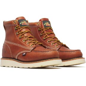 Thorogood American Heritage 6" Moc Toe Work Boots for Men - Soft Toe, Premium Full-Grain Leather with Slip-Resistant Wedge Outsole and Comfort Insole; EH Rated