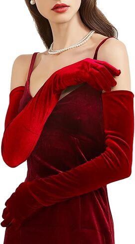 Super Long Opera Velvet Party Gloves 1920s Elbow Flapper Evening Banquet Gloves in Kuwait