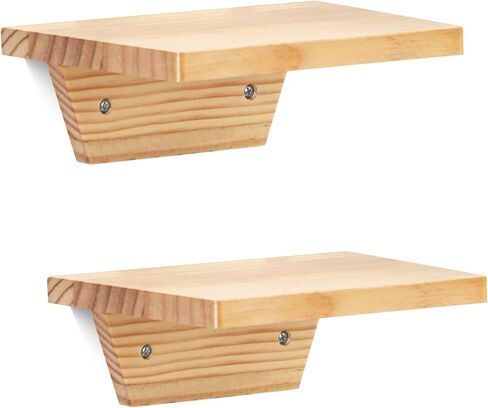 PHOENANCEE Small Shelf for Wall,Trapezoidal Floating Shelves Set of 2,Mini Wood Ledges Display Storage Decor Chic for Living Room,Bedroom,Kitchen,Office Decoration(White) in Saudi Arabia