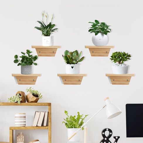 PHOENANCEE Small Shelf for Wall,Trapezoidal Floating Shelves Set of 2,Mini Wood Ledges Display Storage Decor Chic for Living Room,Bedroom,Kitchen,Office Decoration(White) in Saudi Arabia