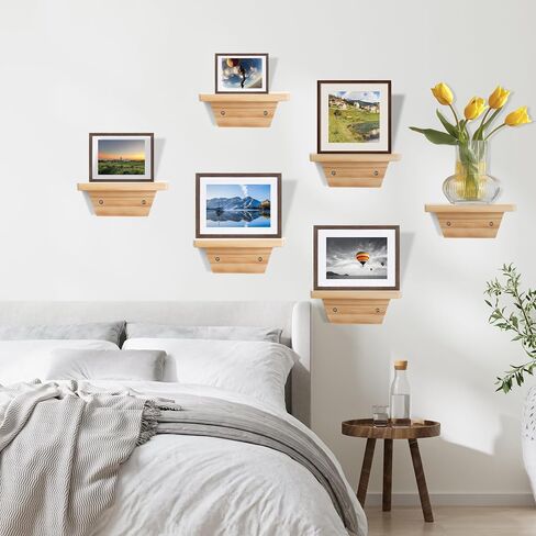 PHOENANCEE Small Shelf for Wall,Trapezoidal Floating Shelves Set of 2,Mini Wood Ledges Display Storage Decor Chic for Living Room,Bedroom,Kitchen,Office Decoration(White) in Saudi Arabia