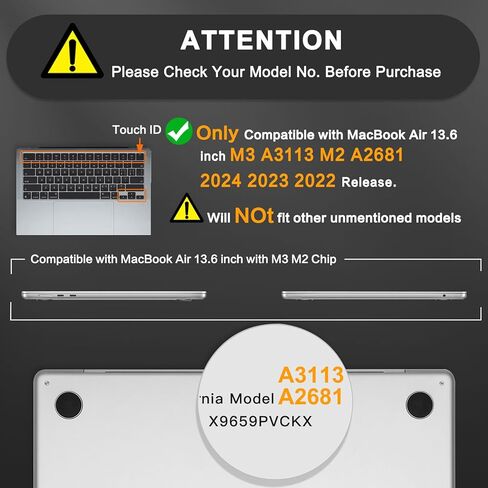 MOSISO Compatible with MacBook Air 13 inch Case 2024 2023 2022 M3 A3113 M2 A2681, Surpass Natural Beauty Plastic Hard Shell&Keyboard Cover&Screen Film&Type C for MacBook Air 13.6 inch,Crystal Midnight in Kuwait