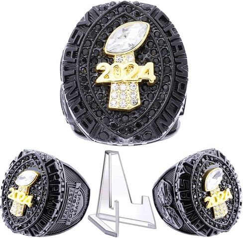 2024 Fantasy Football Ring | Heavy FFL Champion Ring | Gold Silver Tone Plated Award Trophy for Fantasy Football League Winner in Saudi Arabia