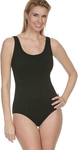 Penbrooke Women's Krinkle Chlorine-Proof Cross Back Maillot One Piece Swimsuit in Saudi Arabia