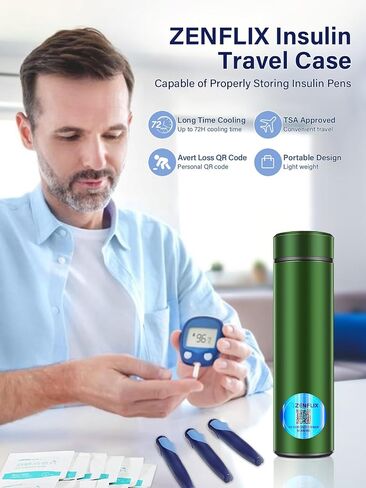 72H 1-3 Insulin Pens Cooler Travel Case TSA Approved Portable Refrigerated Medicine Cooler for Diabetes Insulin Vial Protection with 2 Ice Bottles & Preventing Loss QR Code for Trips (Blue) in Saudi Arabia