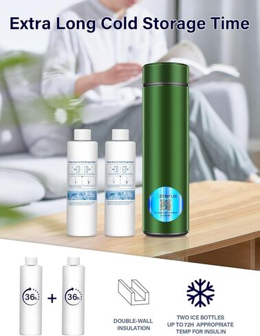 72H 1-3 Insulin Pens Cooler Travel Case TSA Approved Portable Refrigerated Medicine Cooler for Diabetes Insulin Vial Protection with 2 Ice Bottles & Preventing Loss QR Code for Trips (Blue) in Saudi Arabia