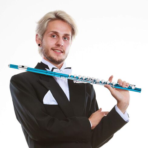 EastRock Closed Hole Flutes C 16 Key for Beginner, Kids, Student -Nickel Flute with Case Stand and Cleaning kit (Sea Blue) in Saudi Arabia