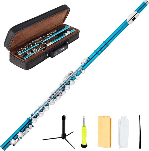 EastRock Closed Hole Flutes C 16 Key for Beginner, Kids, Student -Nickel Flute with Case Stand and Cleaning kit (Sea Blue) in Saudi Arabia