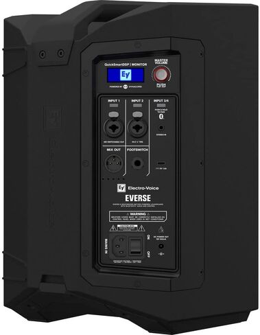 Electro-Voice EVERSE 8 8" 2-Way Battery Powered Loudspeaker with Bluetooth, Black (Pair) Bundle with Auray SS-47S-PB Deluxe Steel Speaker Stand and 2X XLR-XLR Cable in Kuwait