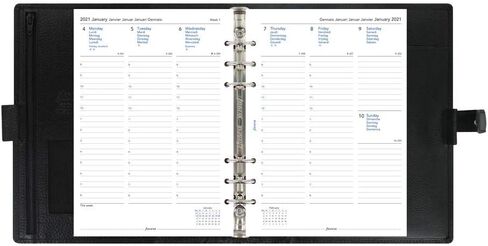 Filofax Finsbury Organizer, A5 Size, Black - Traditional Grained Leather, Six Rings, Week-to-View Calendar Diary, Multilingual, 2025 (C025368-25) in Saudi Arabia