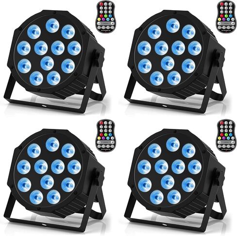 Rechargeable Par Lights RGBW 4-in-1 LED Uplights Battery Powered Stage Lights, HOLDLAMP DJ Lights Sound Activated with Remote & DMX Control for Festival Party Event Wedding Bar (4 Packs) in Kuwait