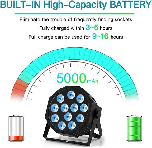 Rechargeable Par Lights RGBW 4-in-1 LED Uplights Battery Powered Stage Lights, HOLDLAMP DJ Lights Sound Activated with Remote & DMX Control for Festival Party Event Wedding Bar (4 Packs) in Kuwait