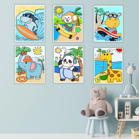 قماش Aosemili Kids المرسوم مسبقًا للرسم - 12 عبوة من لوحات قماش اللوحة مقاس 8 × 10 بوصة لوحة طلاء أكريليك للحفلات والعودة إلى المدرسة ووقت العائلة in Kuwait