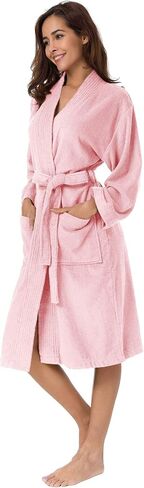 SIORO Terry Cloth Robe for Women Kimono Long Cotton Bathrobe for Spa Tub Hotel, Fuzzy Towel Robe bata de baño with Pockets in Kuwait