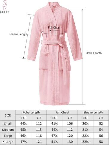 SIORO Terry Cloth Robe for Women Kimono Long Cotton Bathrobe for Spa Tub Hotel, Fuzzy Towel Robe bata de baño with Pockets in Kuwait