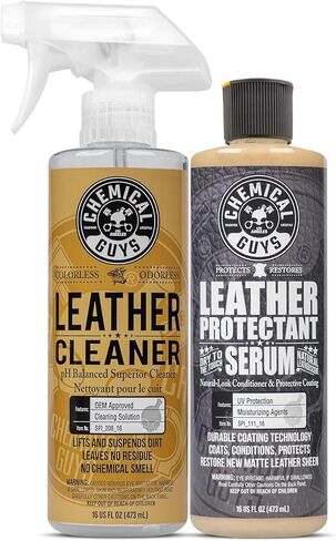 Chemical Guys Leather Cleaner, Colorless and Odorless for Car Interiors, Furniture, Boots, and More (Works on Natural, Synthetic, Pleather, Faux Leather and More), 32 fl oz - SPI_208_32 in Kuwait