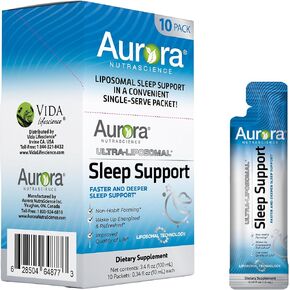 Aurora Nutrascience, Ultra-Liposomal Sleep Support, Includes Melatonin, L-Theanine, GABA & Calming Herbs, Single Serve Liquid Packets