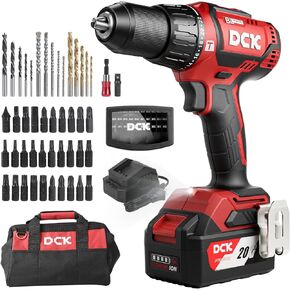 DCK 20V Brushless Hammer Drill, 531 in.lbs, 36000 BPM, 1/2" Keyless All-Metal Chuck, 4.0Ah Battery, 22+1+1 Clutch, Impact Drill Kit for Drilling Brick Wall, Metal, Wood, KDJZ05-13
