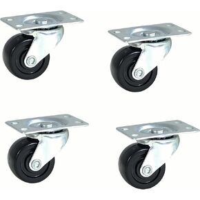 POWERTEC 2 Inch Swivel Caster Wheels Set of 4 with 264 lbs Loads (2 with Brakes & 2 Without), Rubber Castor Wheels for Furniture, Cart, Dolly and Workbenches (17211) (Pack of 4)