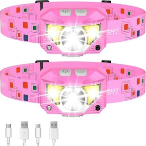 LHKNL Headlamp Flashlight, 1200 Lumen Ultra-Light Bright LED Rechargeable Headlight with White Red Light,2-Pack Waterproof Motion Sensor Head Lamp,8 Modes for Outdoor Camping Running Hiking Fishing
