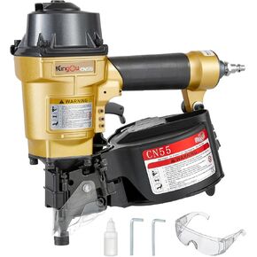 Kingou CN70 Coil Siding Nailer Decking Nailer Accepts 1-3/4-Inch to 2-3/4-Inch Nails with 1/4 NPT Air Connector 225-300pcs Load Capacity Coil Nailer Coil Nail Gun for Wooden Box Packing