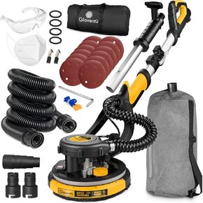 Drywall Sander, 780W Powerful Electric Drywall Sander with Vacuum Attachment, Auto Dust Absorption, Dustless Wall Sander with 26’ Power Cord for Popcorn Ceiling, Drywall etc