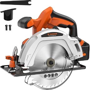 20V Cordless Circular Saw, 6-1/2-Inch Blade, Adjustable Cutting Depth 45°/90°,Unique Vacuum Design, 3500RPM, 4.0Ah Battery, Fast Charger