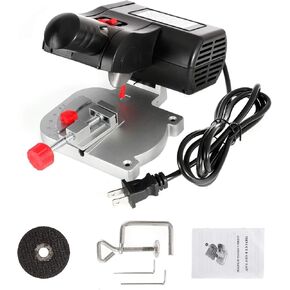 BEAMNOVA Mini Miter Saw Electric Power Table Benchtop Cut-Off Chop Max 45 Degree Cutting for Crafts Miniatures Metal Wood Plastic Compound Cutter