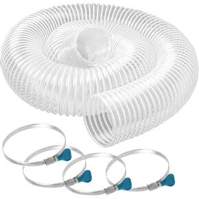 6" x 10' Dust Collection Hose, Puncture Resistant PVC Dust Collection Hose with Carbon Steel Wire Coil - Flexible Clear PVC Fume Collection Hose for Dust Collectors