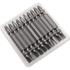 NACX SL6 Slotted Screwdriver Bits 6mm Slotted Bits, 1/4 Inch Hex Shank 2-inch Length S2 Power Tool, Magnetic, Flat Head, 10Pcs