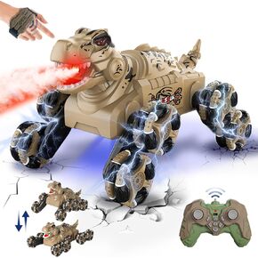 Gesture Sensing Rc Stunt Car,8WD Dinosaur Remote Control Car Toy for Kids Age 6 7 8-12 13,RC Cars with Light Music Spray,Transform Drift Off Road Vehicle Toy,Christmas Birthday Gifts for Boys & Girls