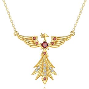 14K Gold Phoenix Necklace Pearl Pendant Bird of New Beginnings Nirvana Rebirth Jewelry Gifts for Women Teen Girls