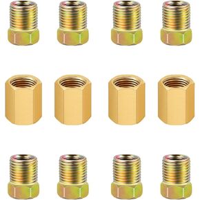 Tnisesm 12Pcs 3/8"-24 Threads Brake Line Fittings Assortment For 3/16" Brake Line Tube(4 Unions, 8 Nuts)