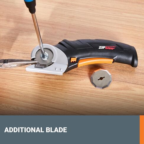 Worx ZipSnip Cordless Electric Scissors, Cardboard Cutter, Electric Box Cutter 4V, Rotary Cutter Value Pack for Cardboard, Fabric, Plastic and Packages, with Storage Box and Additional Blade, WX082L.2 in Kuwait