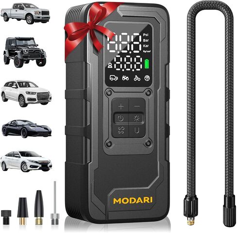 Tire Inflator Portable Air Compressor - 4X Faster 160 PSI Air Pump for Car Tires - Wireless Car Tire Inflator with Pressure Gauge - Portable Tire Inflator for Car, Pickup, Motor and More in Kuwait