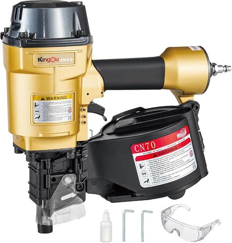 Kingou CN70 Coil Siding Nailer Decking Nailer Accepts 1-3/4-Inch to 2-3/4-Inch Nails with 1/4 NPT Air Connector 225-300pcs Load Capacity Coil Nailer Coil Nail Gun for Wooden Box Packing in Saudi Arabia