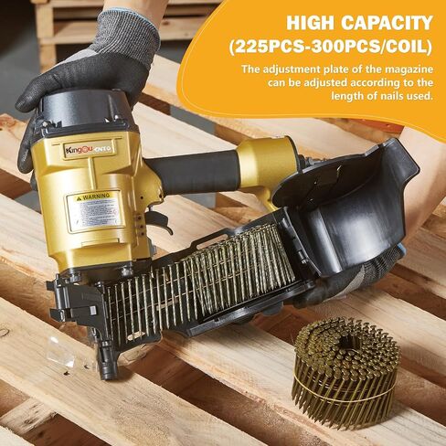 Kingou CN70 Coil Siding Nailer Decking Nailer Accepts 1-3/4-Inch to 2-3/4-Inch Nails with 1/4 NPT Air Connector 225-300pcs Load Capacity Coil Nailer Coil Nail Gun for Wooden Box Packing in Saudi Arabia